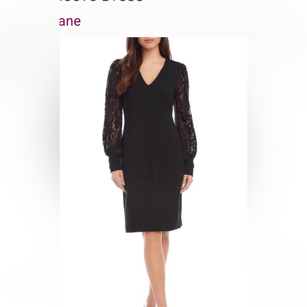 Karen Kane Black Dress with Lace Sleeves